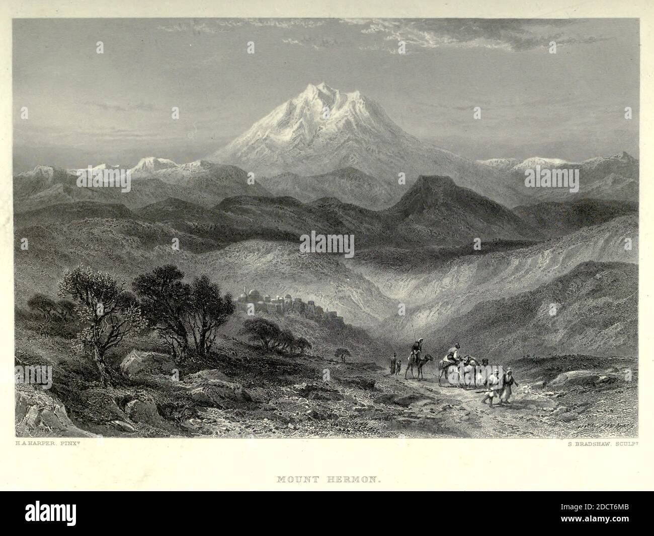 Stahlstich von Mount Hermon aus dem malerischen Palästina, Sinai und Ägypten von Wilson, Charles William, Sir, 1836-1905; Lane-Poole, Stanley, 1854-1931 Band 2. Erschienen in New York bei D. Appleton im Jahre 1881-1884 Stockfoto