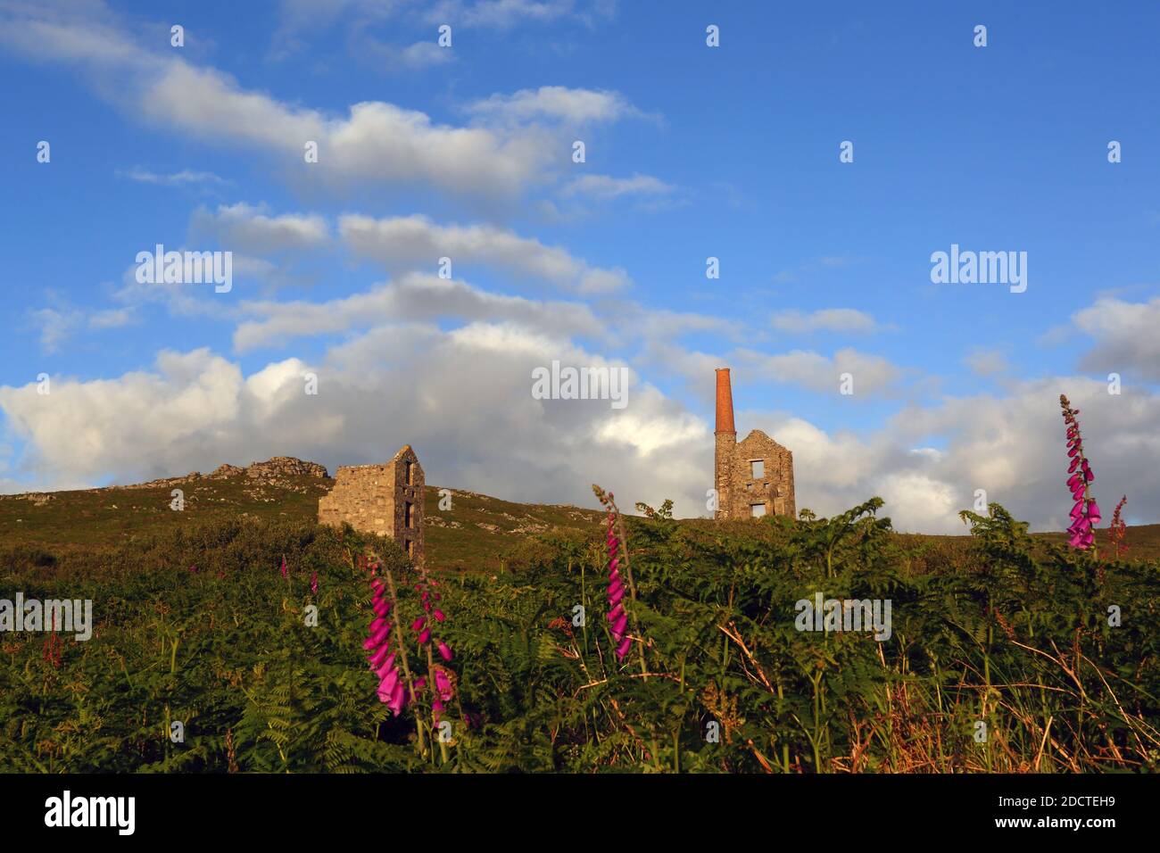 Carn Galver Mine Engine Houses, Penwith Peninsula, Cornwall, Großbritannien Stockfoto