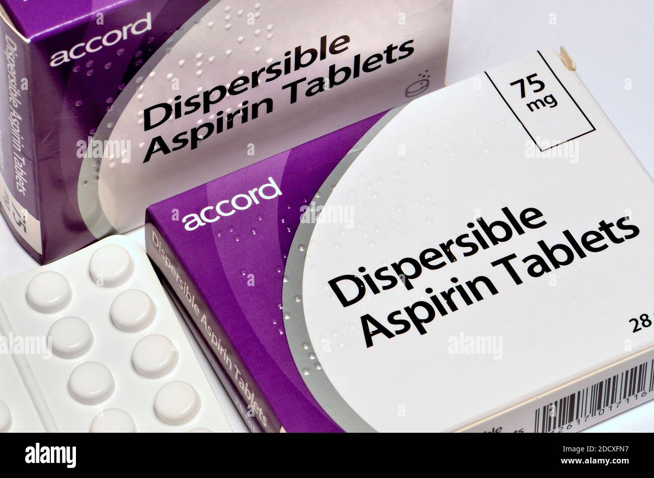 Dispergierbar Aspirin-Tabletten Stockfoto