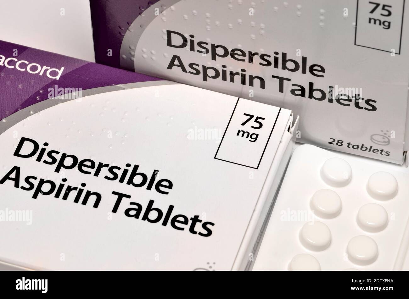 Dispergierbar Aspirin-Tabletten Stockfoto