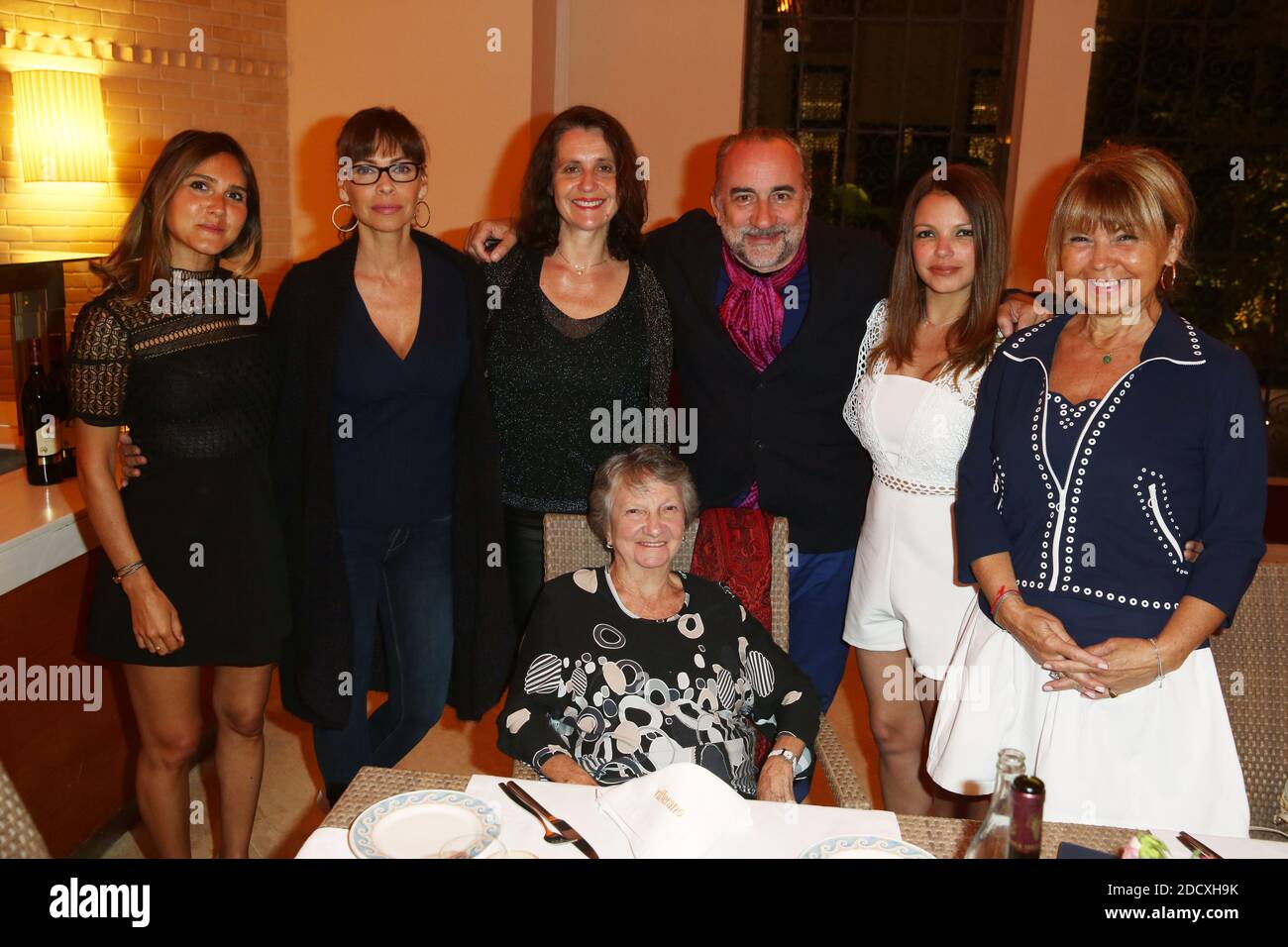 Exclusif - Antoine Dulery, Brigitte Massiot, Marthe Villalonga, Mathilda May, Joyce Jonathan, Pascale Pouzadoux, Severine Ferrer nehmen an einer L'Escapade des Stars' au Radisson Blu a Djerba, Tunisie le 08 Avril 2018 Teil. Foto von Jerome Domine/ABACAPRESS.COM Stockfoto