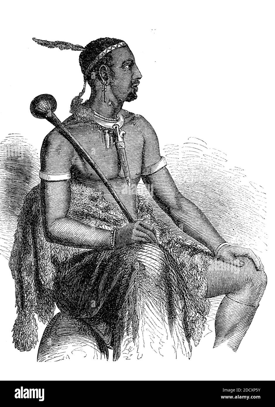 Moshesh, Chief of the Bassuto Indians from South Africa, Lesotho, 1880 / Moschesch, Häuptling der Bassuto Indianer aus Südafrika, Lesotho, 1880, Historisch, historisch, digital verbesserte Reproduktion eines Originals aus dem 19. Jahrhundert / digitale Reproduktion einer Originalvorlage aus dem 19ten Jahrhundert. Jahrhundert, Stockfoto