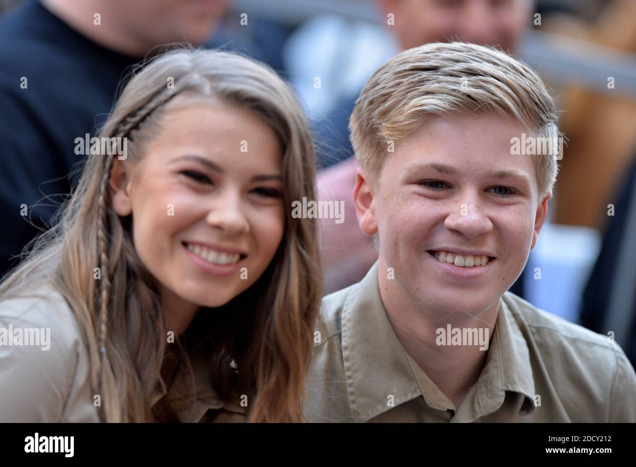 Bindi Irwin und Robert Irwin nehmen am 26. April 2018 am Hollywood Walk of Fame in Los Angeles, Kalifornien, an der Zeremonie Teil, bei der Steve Irwin mit einem posthumen Star geehrt wird. Foto von Lionel Hahn/ABACAPRESS.COM Stockfoto