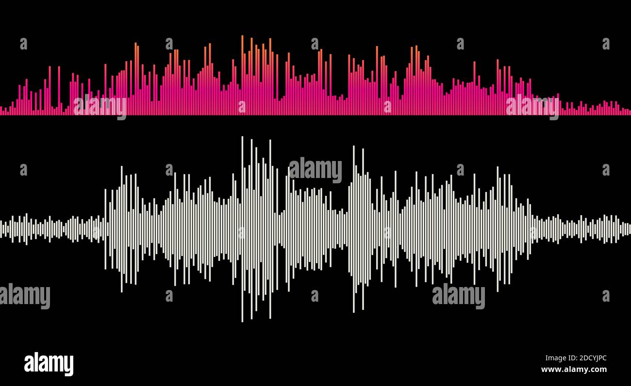 Amplitude der Musikschallwelle. Equalizer-Balken. Flache Illustration. Stockfoto