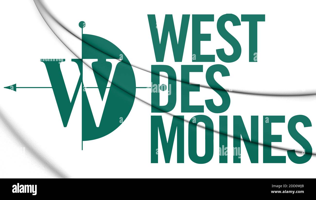 3D-Emblem von West des Moines (Bundesstaat Iowa), USA. 3D-Illustration. Stockfoto