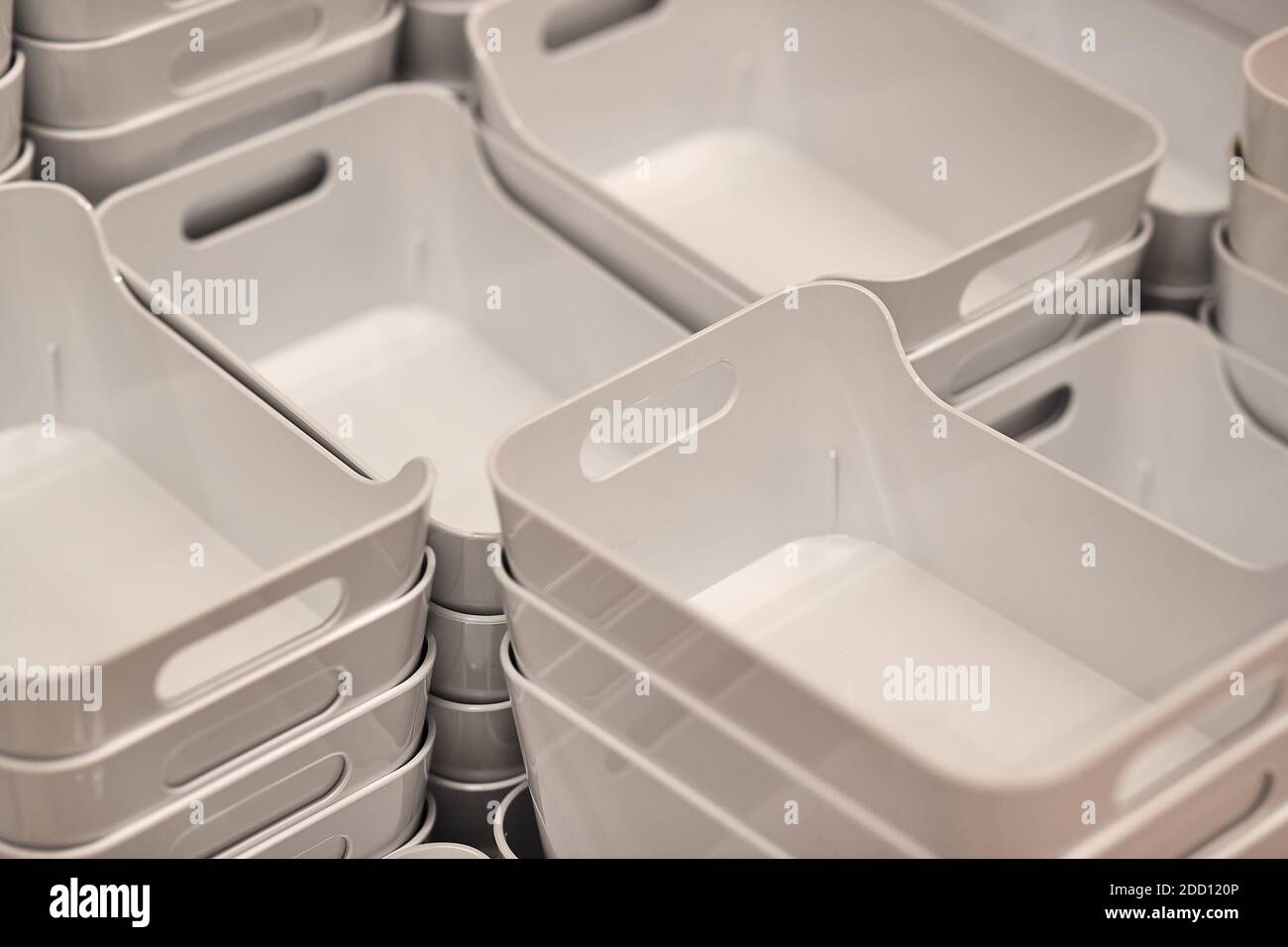 Einfache Plastikbehälter organisieren Stockfoto