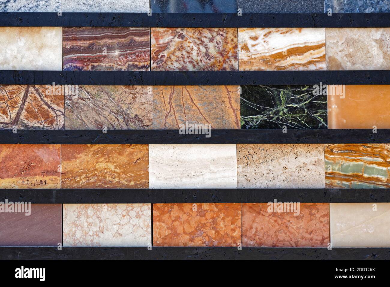 Marmor Stein Fliesen Auswahl Farben und Muster Stockfoto