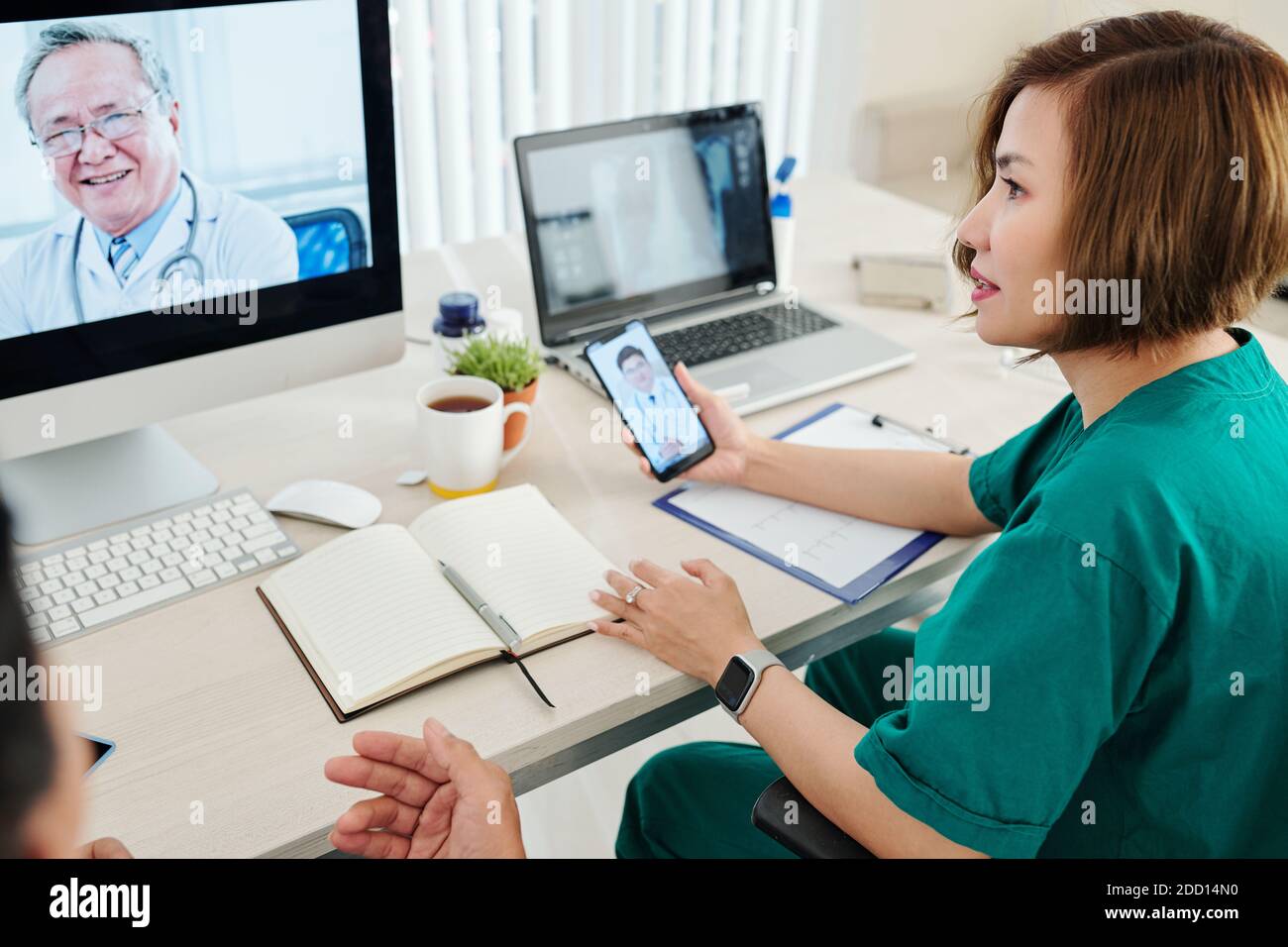 Diskussion schwierige Behandlung von Krankheiten Stockfoto