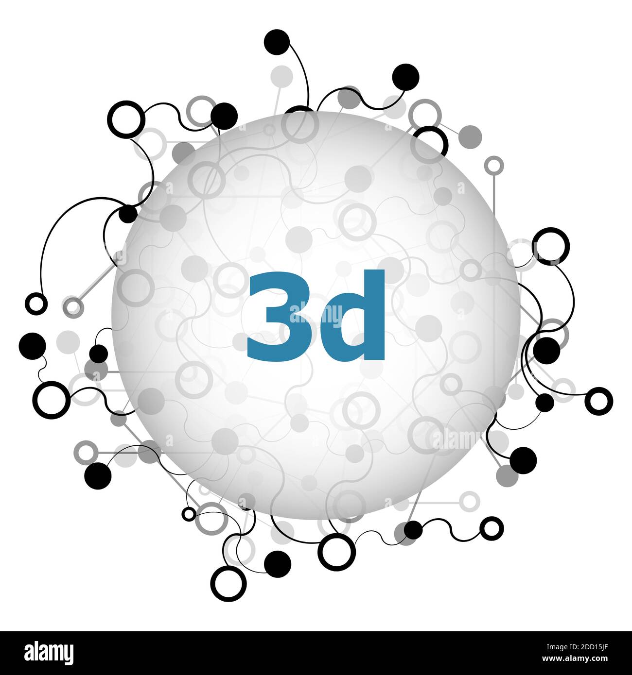 Text 3d. Geschäftskonzept . Abstrakter Hintergrund mit verbindenden Punkten und Linien Stockfoto