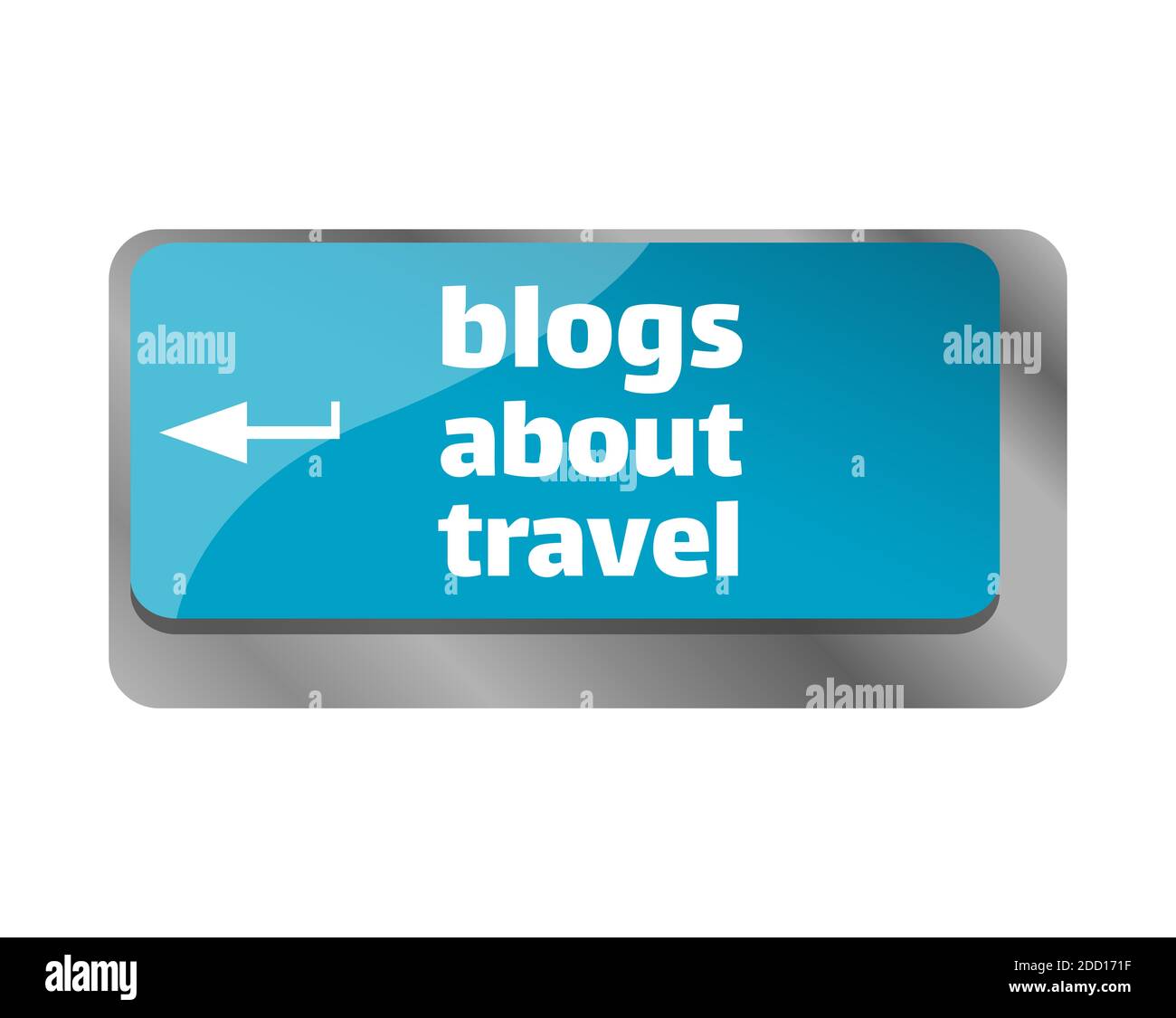 Blogs über Reisen . Nahaufnahme der Tastatur, Computertaste eingeben. Stockfoto