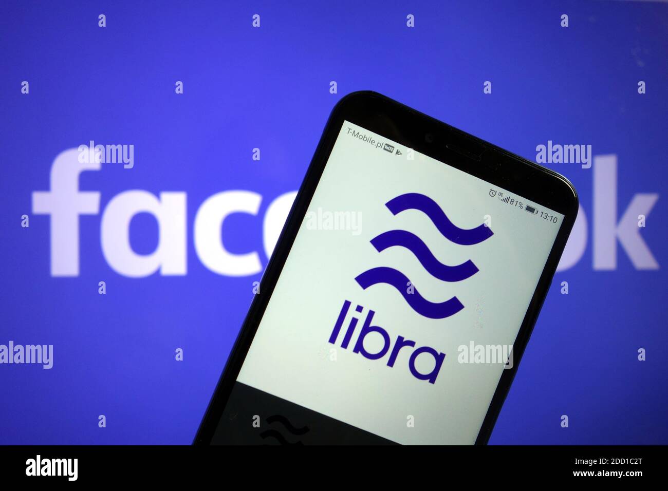 KONSKIE, POLEN - 07. Dezember 2019: Das Logo der Kryptowährung Libra wird auf dem Mobiltelefon angezeigt Stockfoto