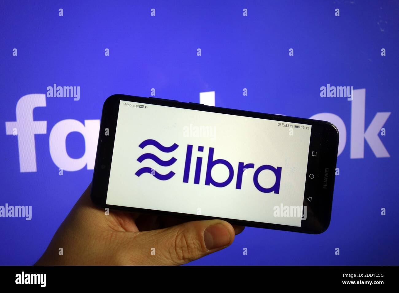 KONSKIE, POLEN - 07. Dezember 2019: Das Logo der Kryptowährung Libra wird auf dem Mobiltelefon angezeigt Stockfoto