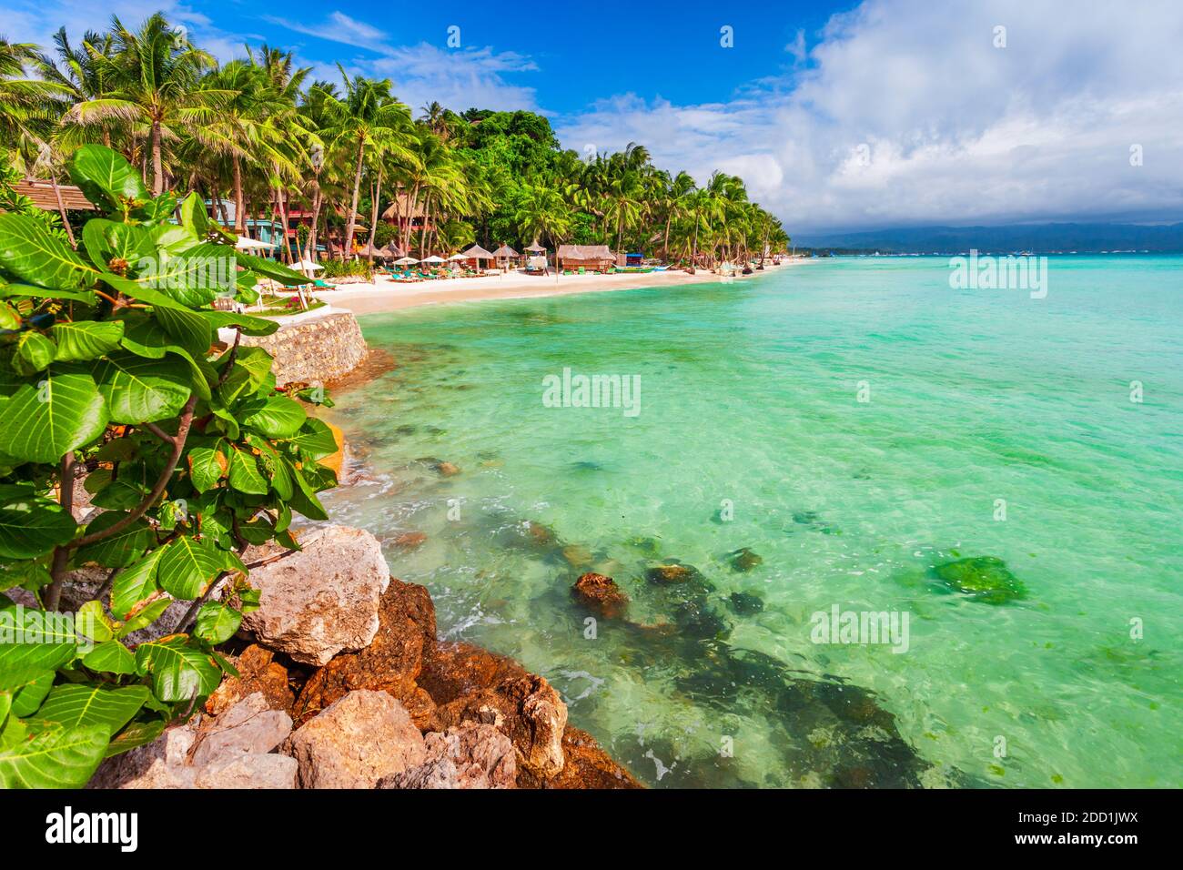 Boracay Insel Strand Luftpanorama Ansicht in Philippinen Stockfoto