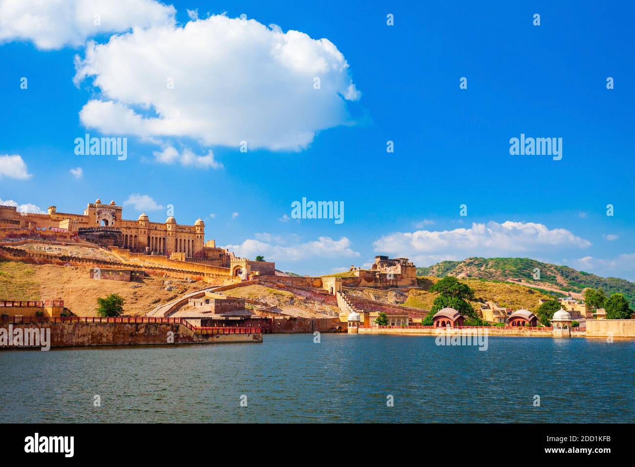 Amer Fort oder Amber Fort und Maota Lake befinden sich In der Nähe von Jaipur Stadt in Rajasthan Bundesstaat Indien Stockfoto