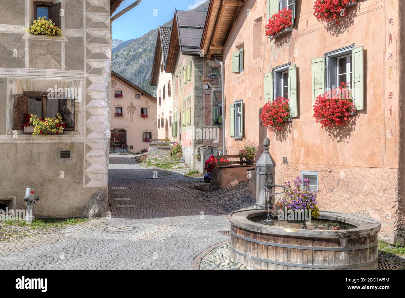 Guarda, Scuol, Unterengadin, Graubünden, Schweiz, Europa Stockfoto