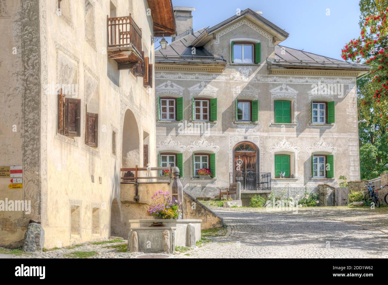 Guarda, Scuol, Unterengadin, Graubünden, Schweiz, Europa Stockfoto