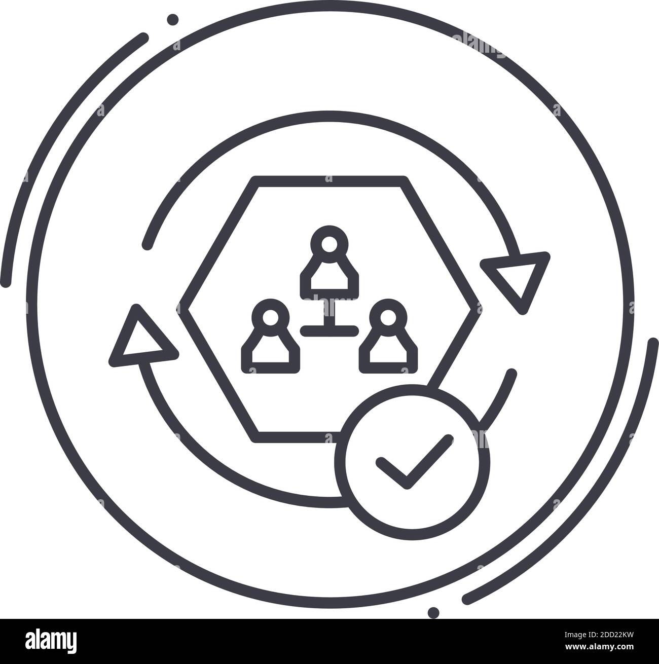 Effektivitäts-Symbol, lineare isolierte Illustration, dünne Linie Vektor, Web-Design-Zeichen, Umriss Konzept Symbol mit editierbarer Kontur auf weißem Hintergrund. Stock Vektor