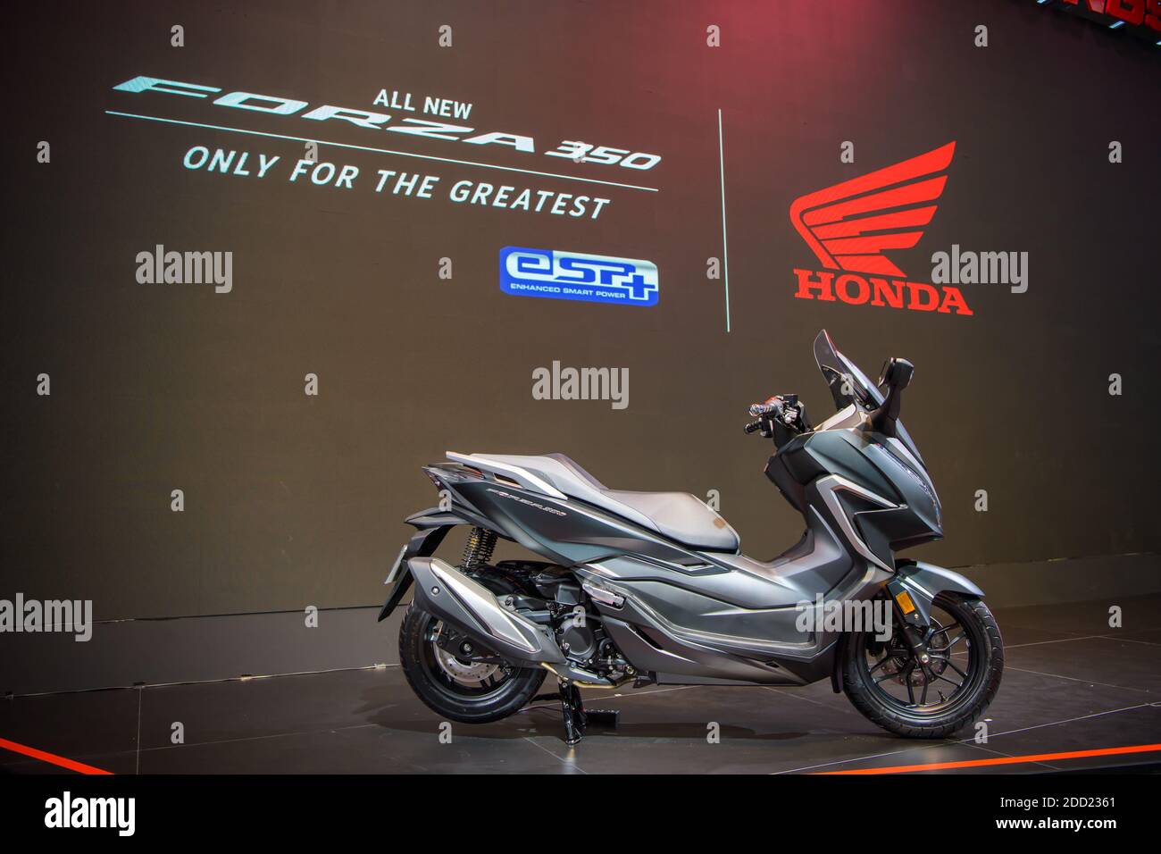 Honda Alle neuen Forza 350 Motorräder auf der 41. BANGKOK INTERNATIONAL MOTOR SHOW 2020 am 14. Juli 2020 in Nonthaburi, Thailand ausgestellt. Stockfoto