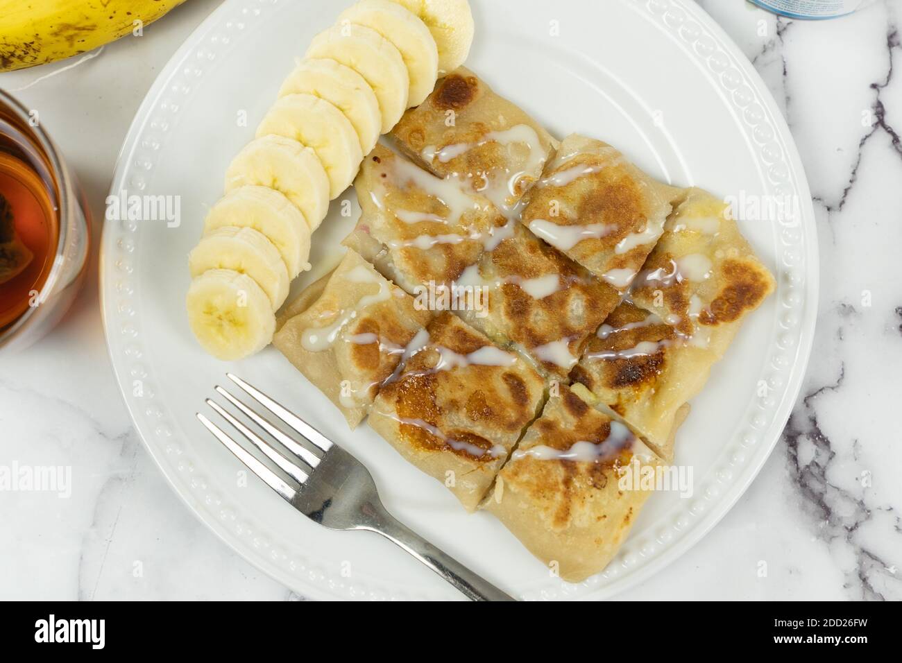 Chinesischer Bananenparatha oder Pfannkuchen Stockfoto