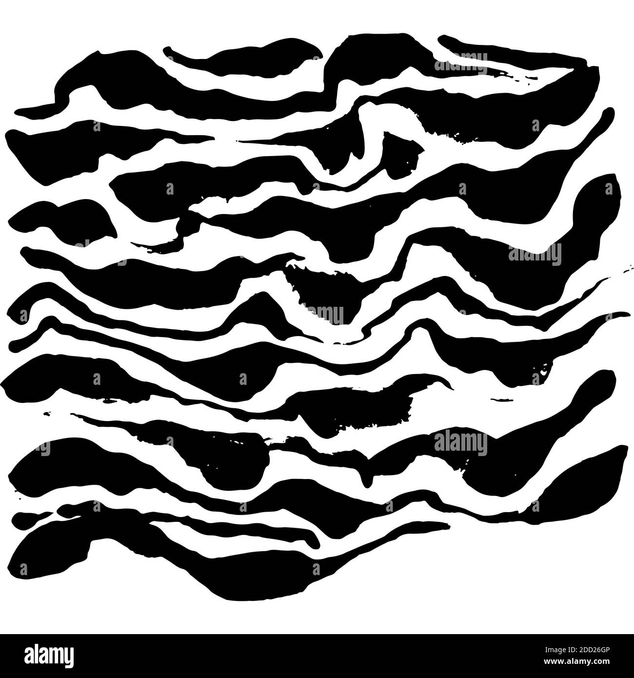 Vektor-Illustration Zebramuster. Weißer und schwarzer handgezeichneter Hintergrund. Stock Vektor