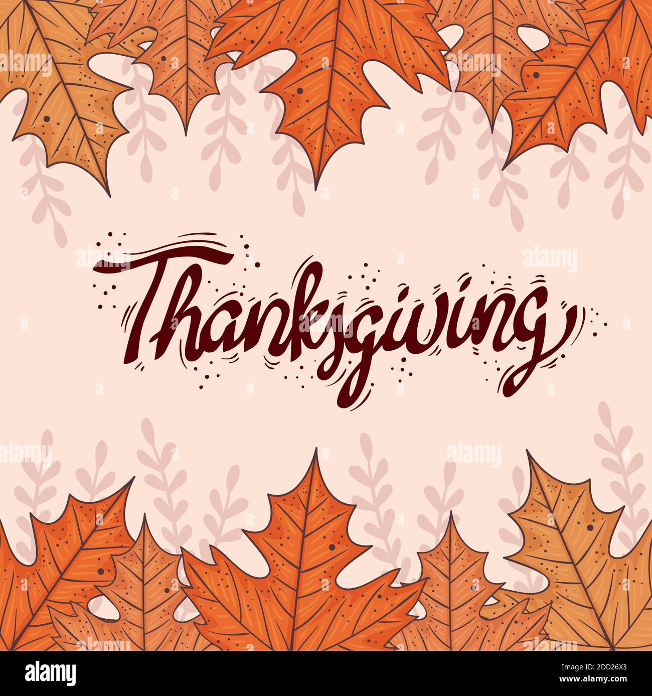 Happy Thanksgiving Feier Lettering-Karte mit Herbstblättern Rahmen Stock Vektor
