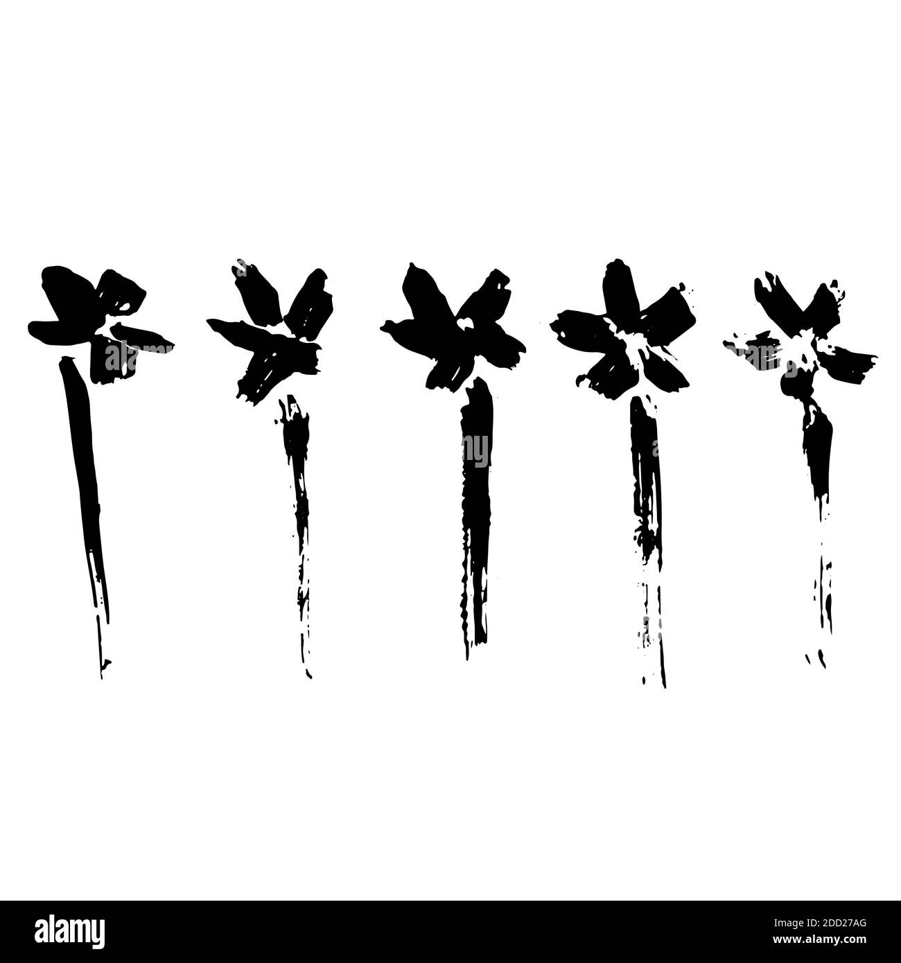 Tinte vektor Pinselstrich Blumen. Vector Illustration. Grunge Textur. Stock Vektor