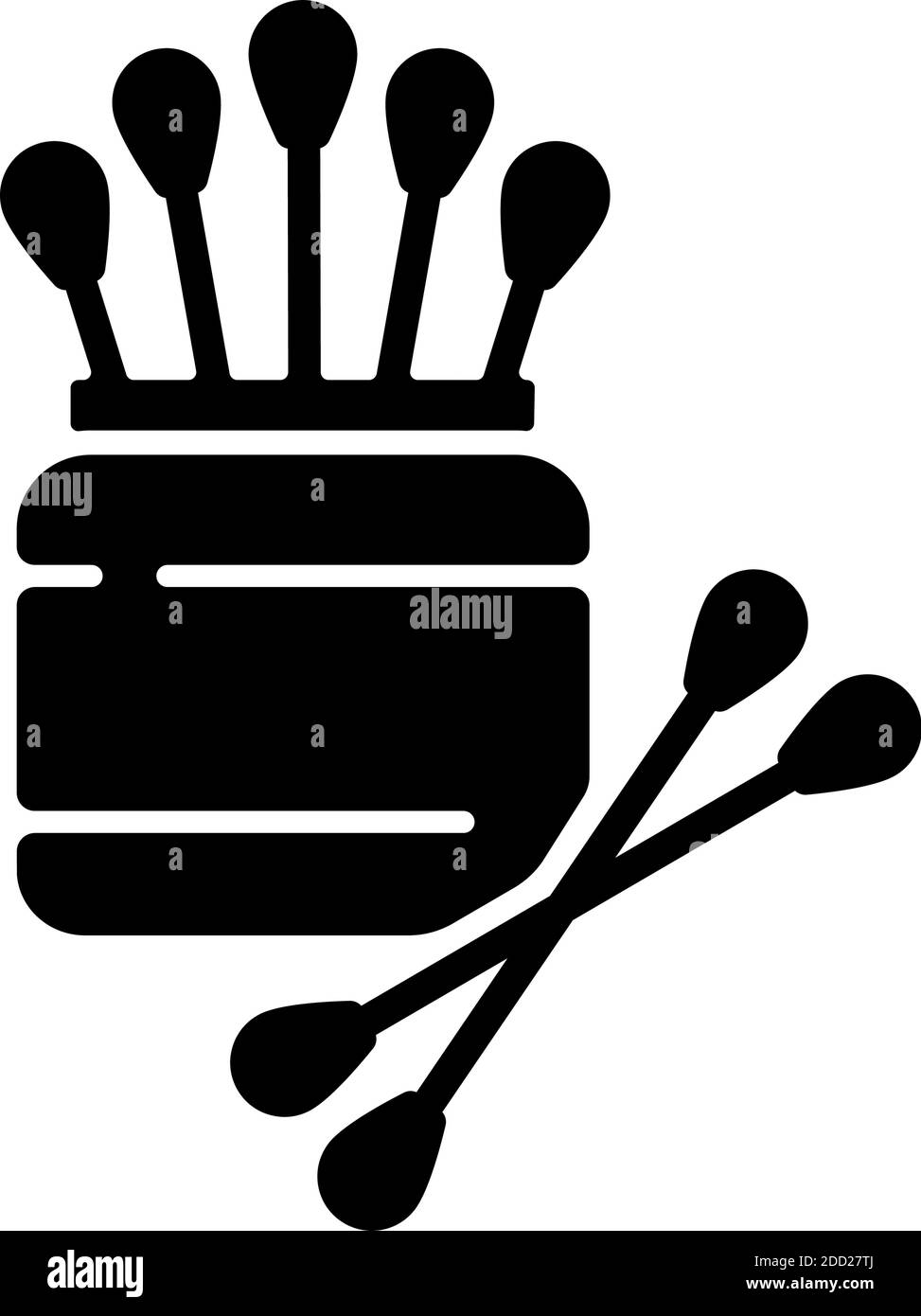 Wattestäbchen, schwarzes Glyphen-Symbol Stock Vektor