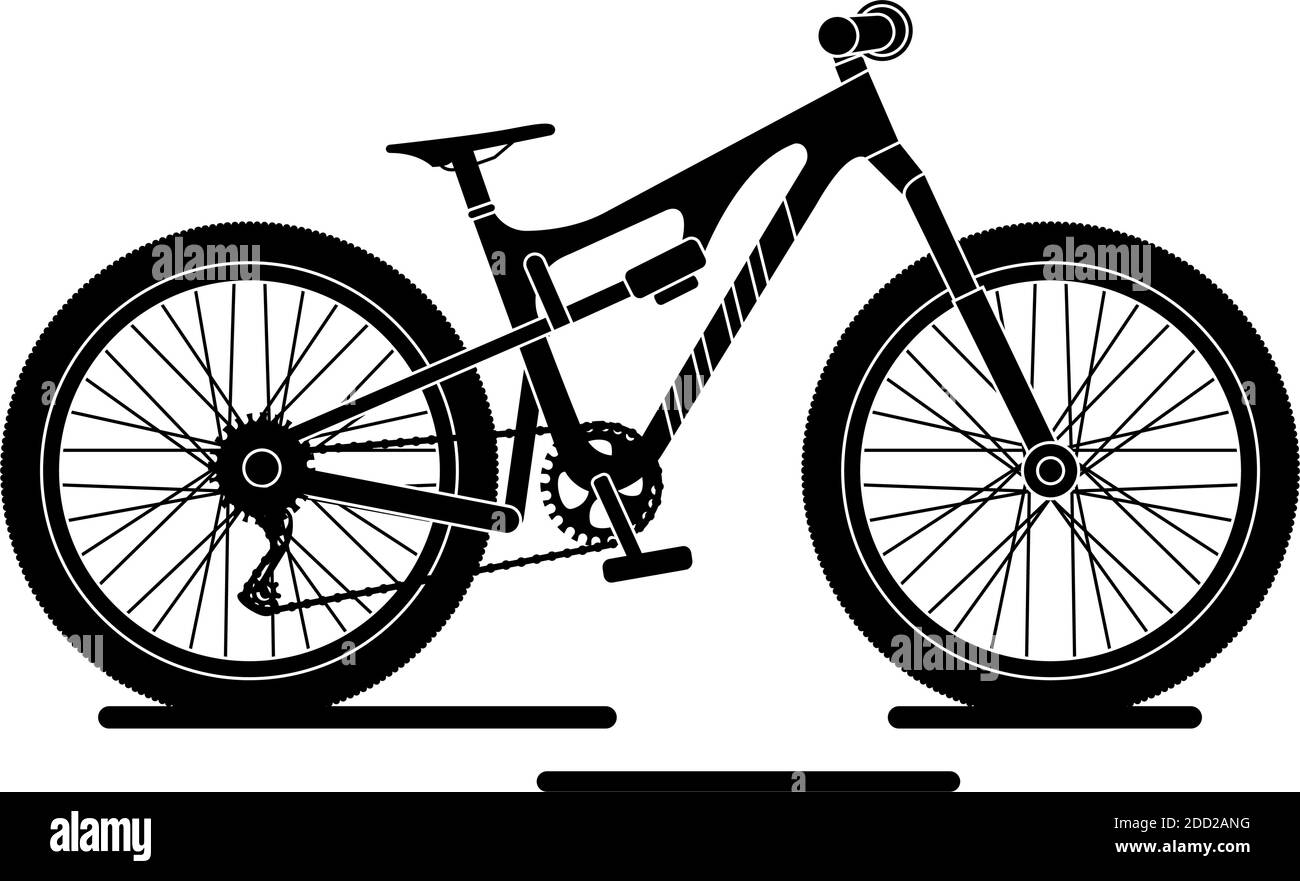 Isolierte Medium Fahrrad schwarz und weiß in weißem Hintergrund Symbol- Vektor Stock Vektor