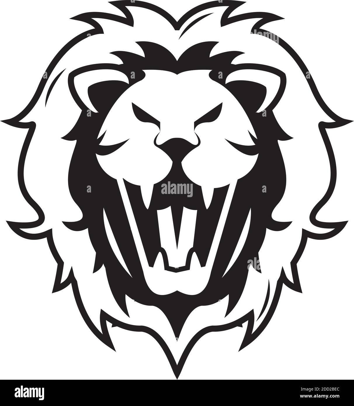 Kopf des Löwen König Front monochrome Vektor Illustration Design Stock Vektor