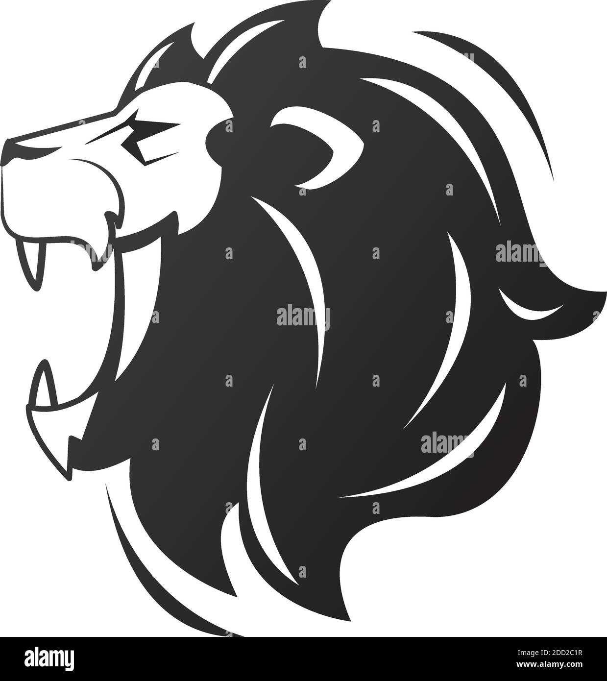 Kopf des Löwen König Profil monochrome Symbol Vektor Illustration Design Stock Vektor