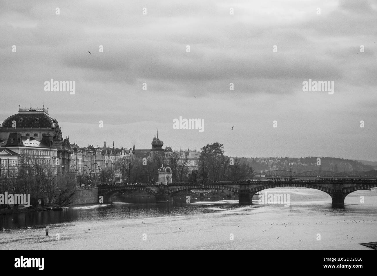 Blick auf die Stadt Prag im Winter Stockfoto
