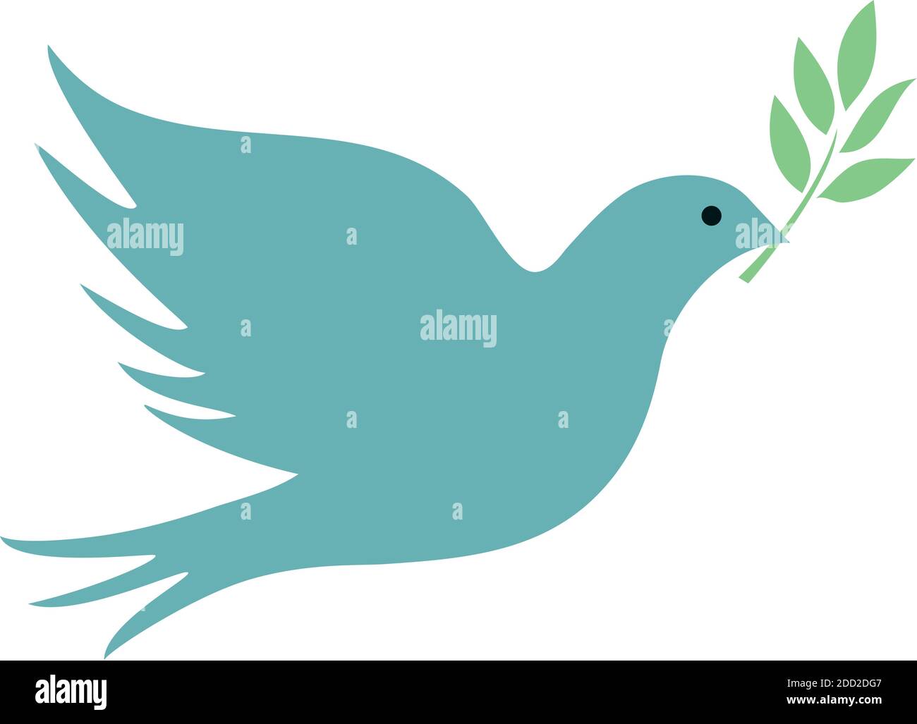 vektor-Illustration einer Friedenstaube mit Olivenzweig. Taube, Vogel Silhouette. Stock Vektor