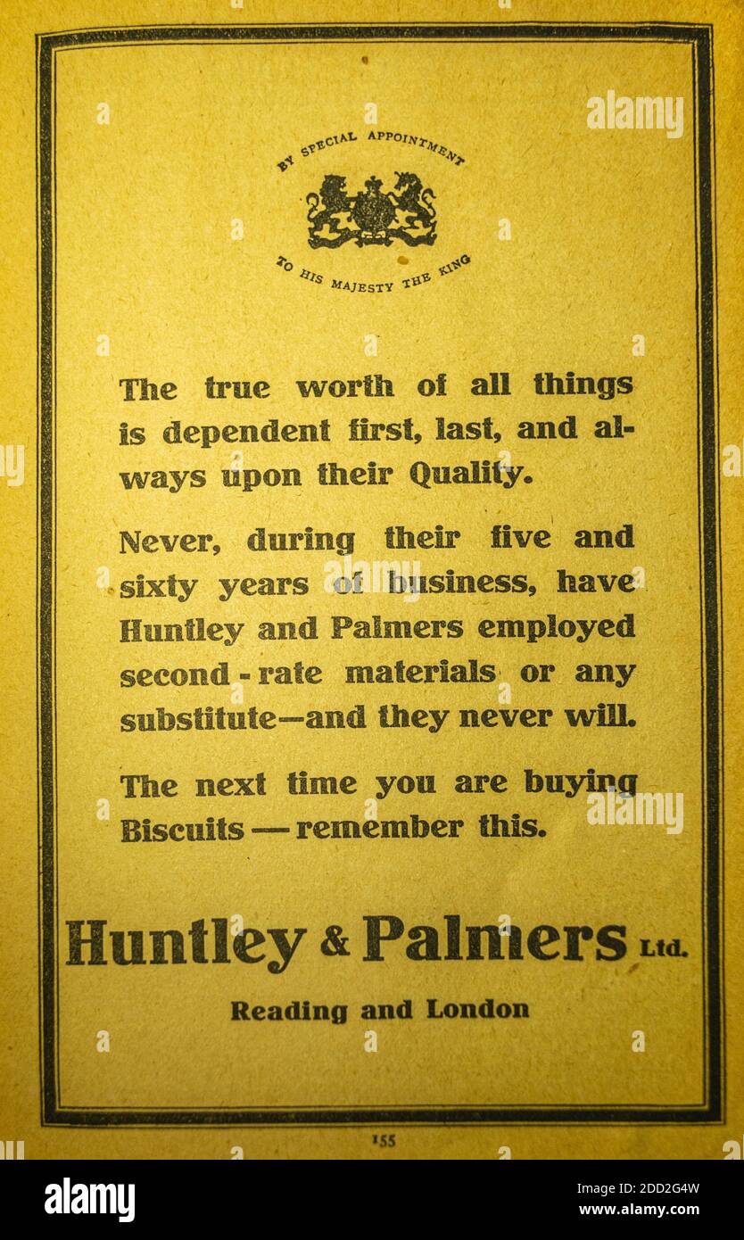 Huntley und Palmers Vintage-Werbung um 1905 Stockfoto
