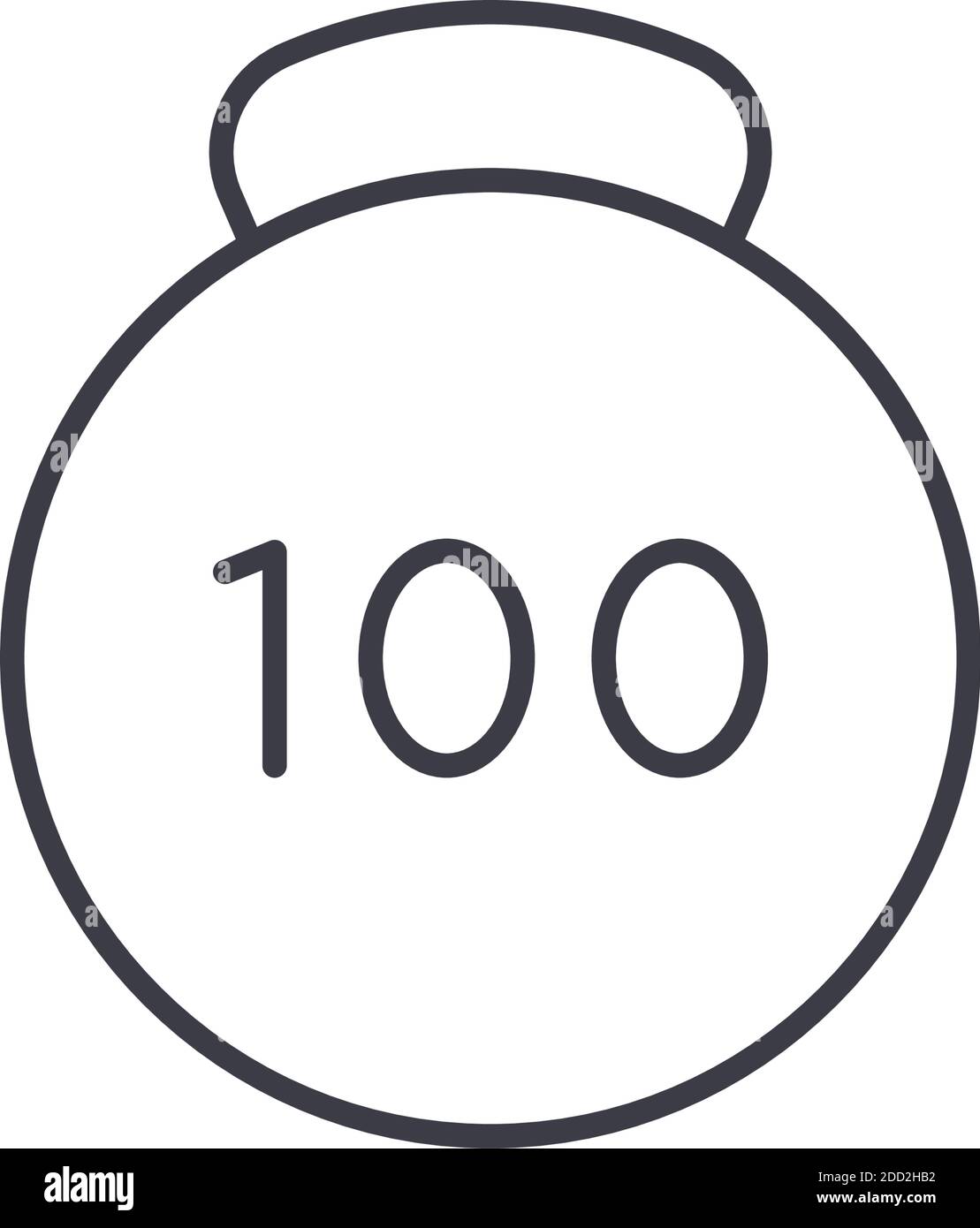 Gewicht 100 Pfund Symbol, lineare isolierte Illustration, dünne Linie Vektor, WebDesignZeichen