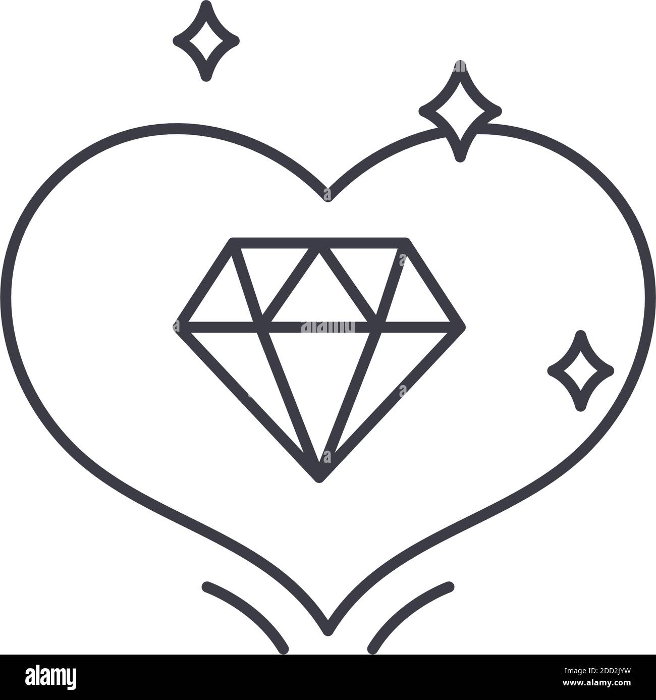 VIP-Herz-Symbol, lineare isolierte Illustration, dünne Linie Vektor, Web-Design-Zeichen, Kontur Konzept Symbol mit editierbaren Kontur auf weißem Hintergrund. Stock Vektor