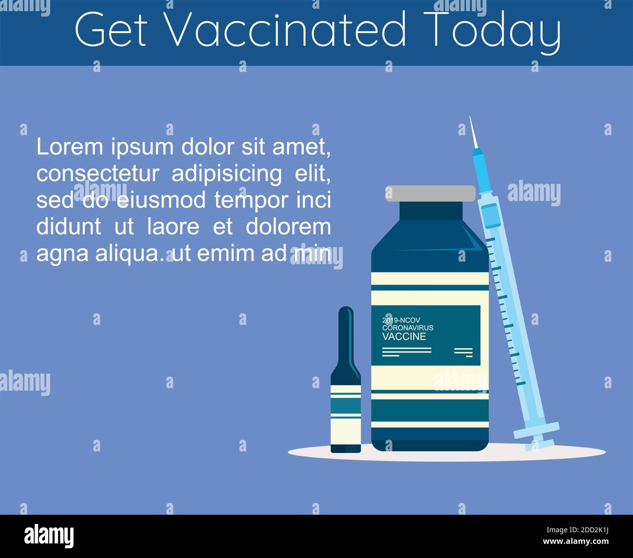 Lassen Sie Sich Heute Impfen. Corona Virus, Covid-19 Impfbewusstsein Konzept. Flache Illustration. Stock Vektor