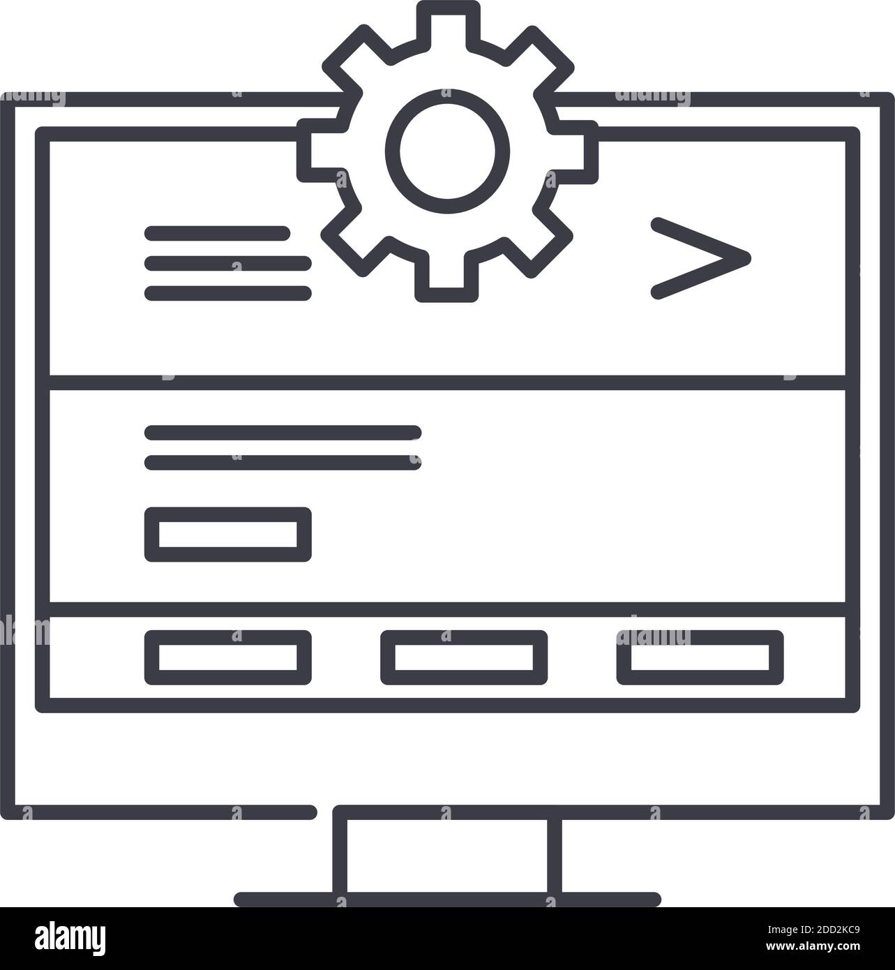 Web-Design Schule Symbol, lineare isolierte Illustration, dünne Linie Vektor, Web-Design-Zeichen, skizzieren Konzept Symbol mit editierbaren Strich auf weiß Stock Vektor