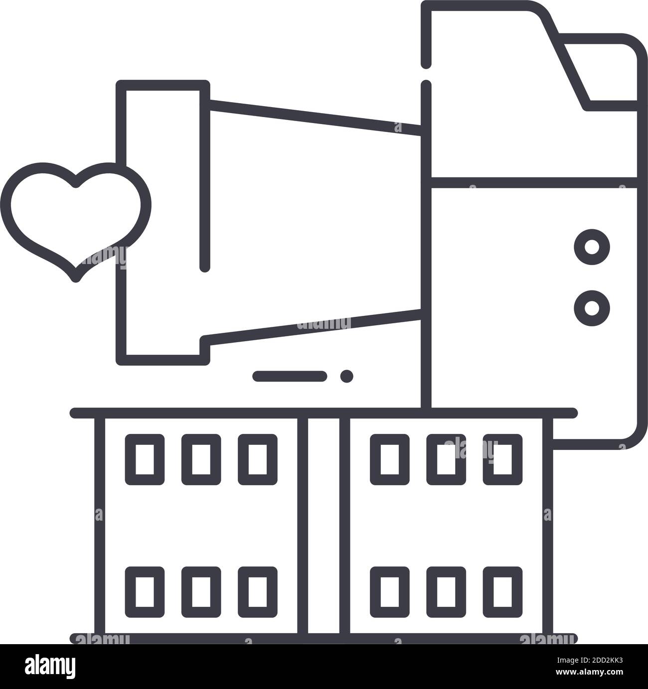 Video Geschichte Symbol, lineare isolierte Illustration, dünne Linie Vektor, Web-Design-Zeichen, Kontur Konzept Symbol mit editierbaren Kontur auf weißem Hintergrund. Stock Vektor