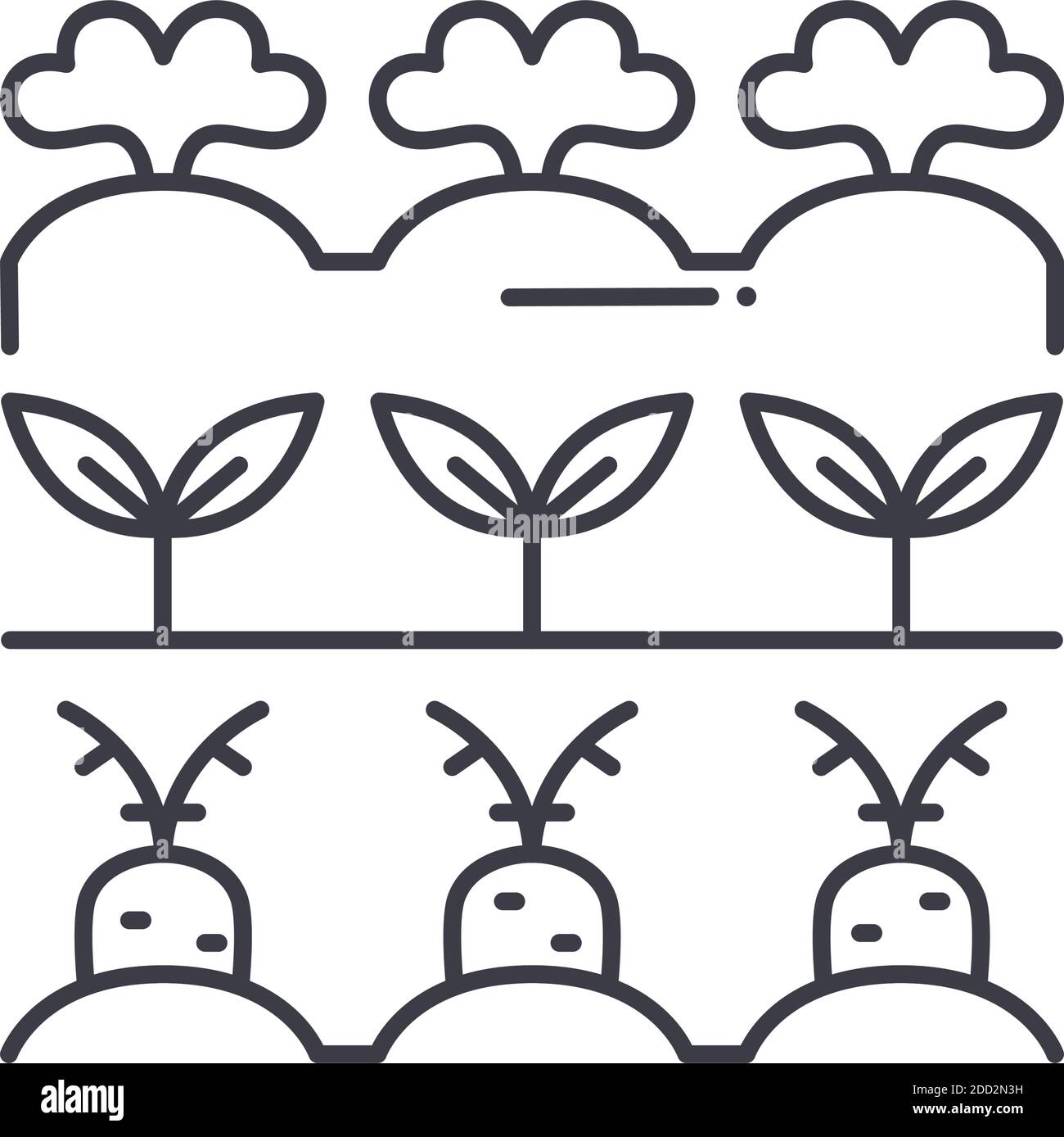 Gemüsefarm Symbol, lineare isolierte Illustration, dünne Linie Vektor, Web-Design-Zeichen, Kontur Konzept Symbol mit editierbaren Strich auf weißem Hintergrund. Stock Vektor