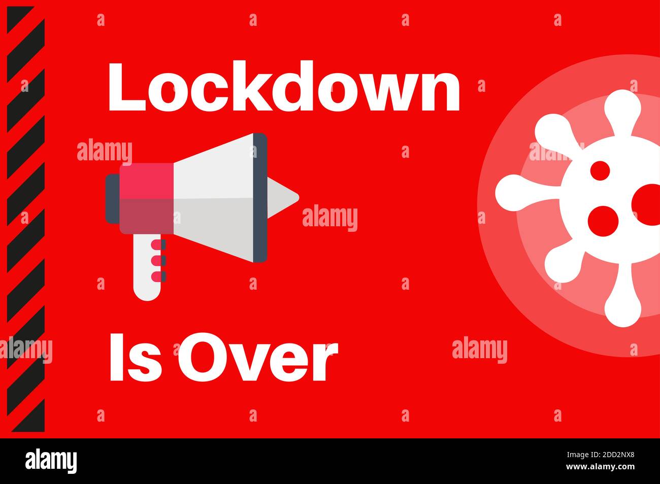 Lockdown ist über Vektor-Illustration mit Virus-Logo Stock Vektor
