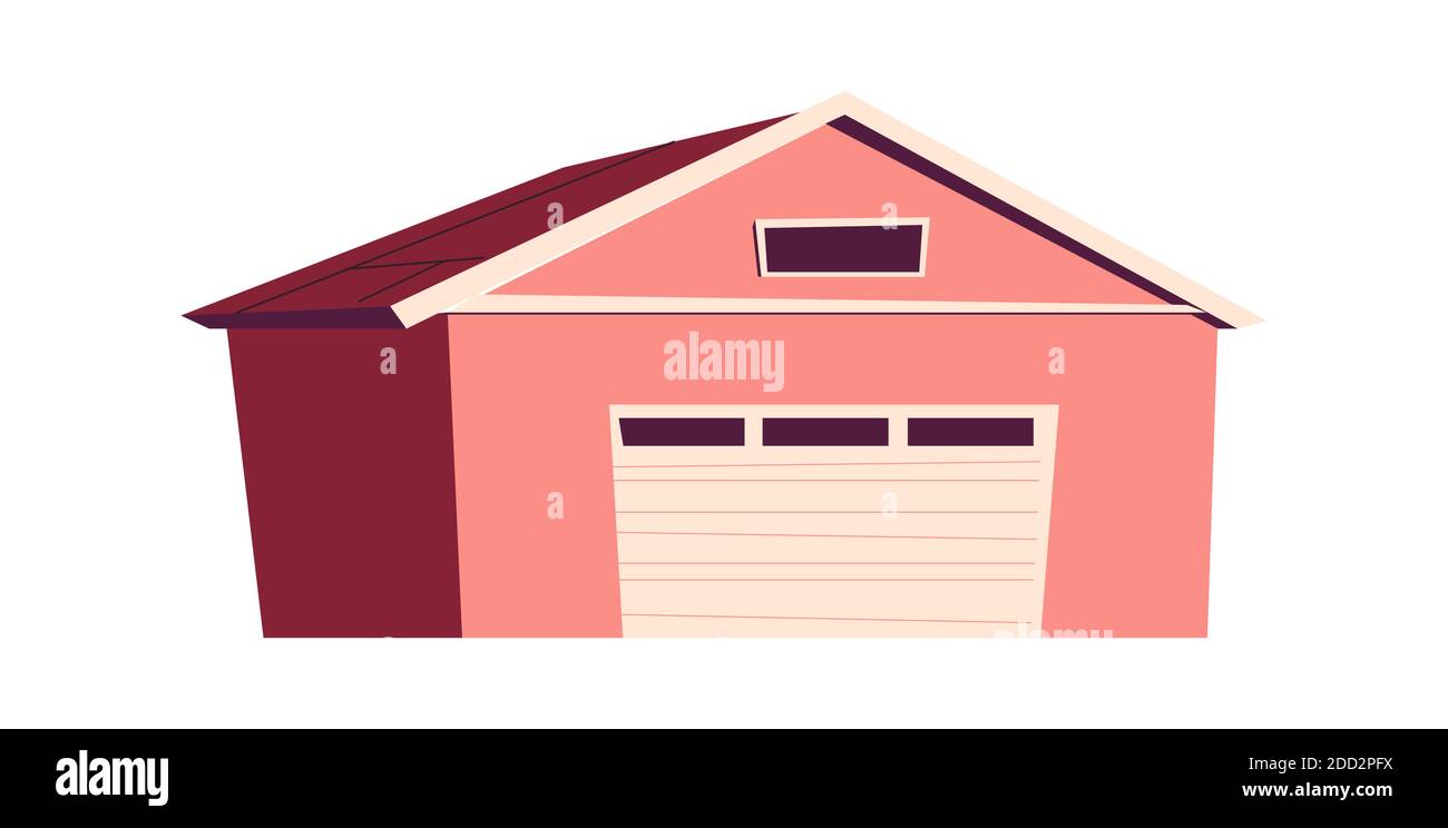 Gebäude isoliert, Garage, Schuppen Cartoon-Vektor-Illustration Stock Vektor