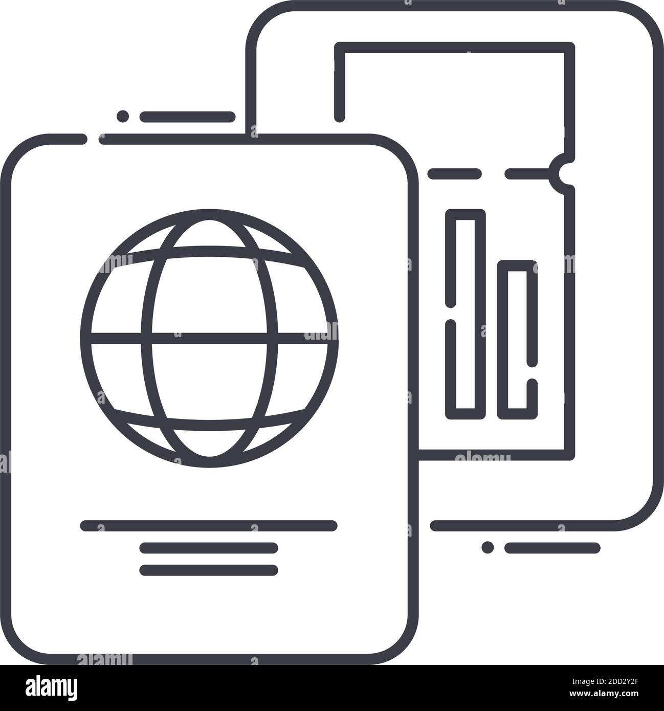 Passport Symbol, lineare isolierte Illustration, dünne Linie Vektor, Web-Design-Zeichen, Kontur Konzept Symbol mit editierbarer Kontur auf weißem Hintergrund. Stock Vektor