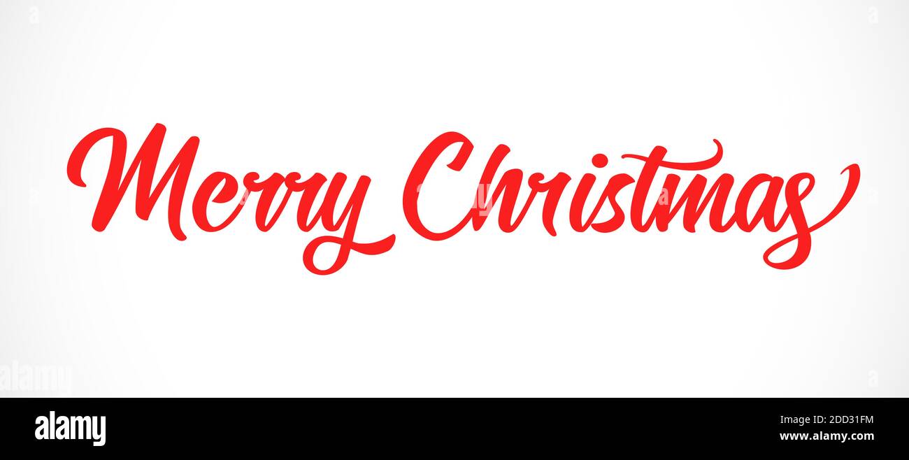 Frohe Weihnachten rote Hand Schriftzug Inschrift zu Winter Urlaub Design. Kalligraphie Text Vektor Illustration für Happy New Year Banner Stock Vektor