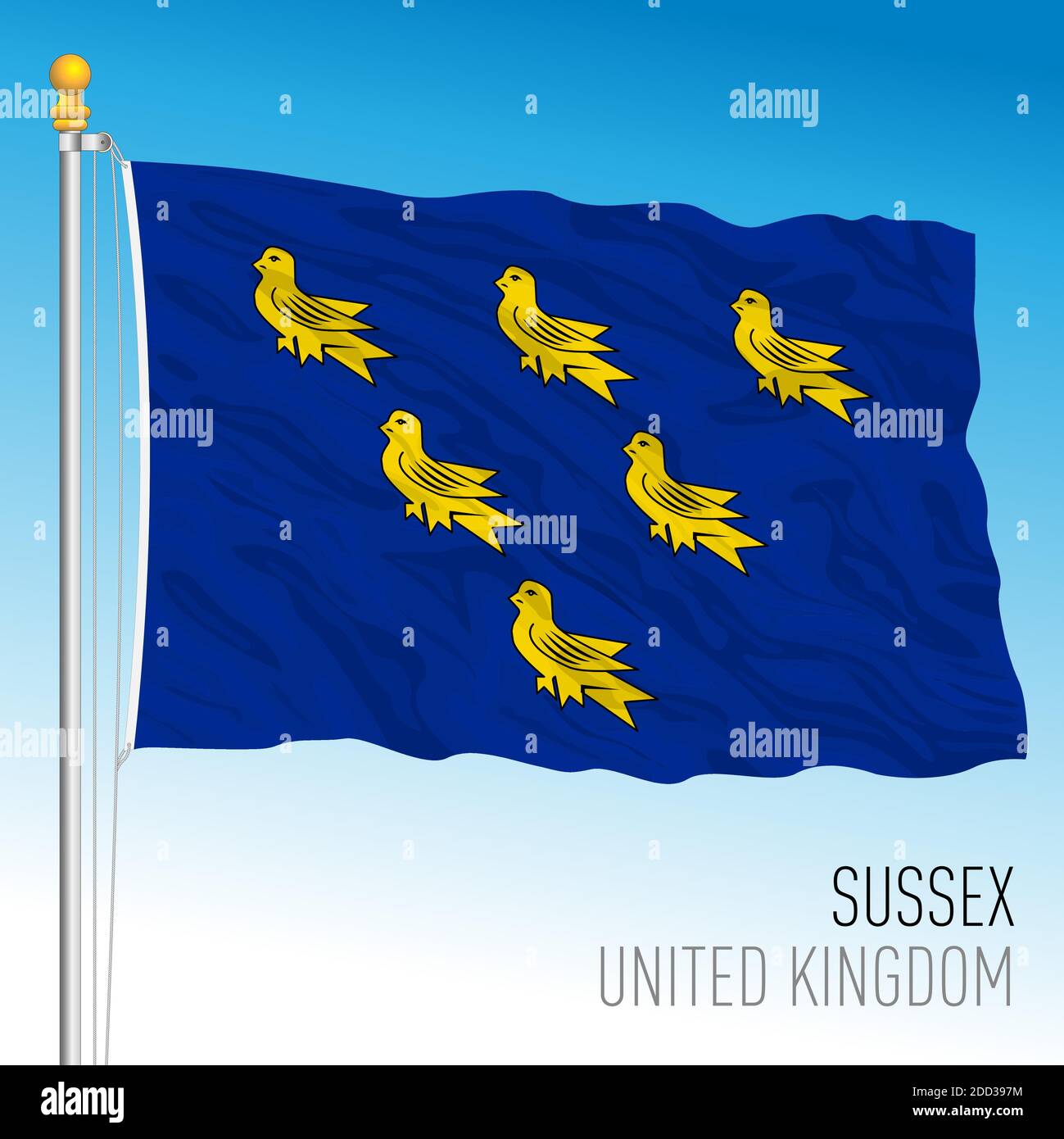 Sussex County Flag, Vereinigtes Königreich, Vektorgrafik Stock Vektor