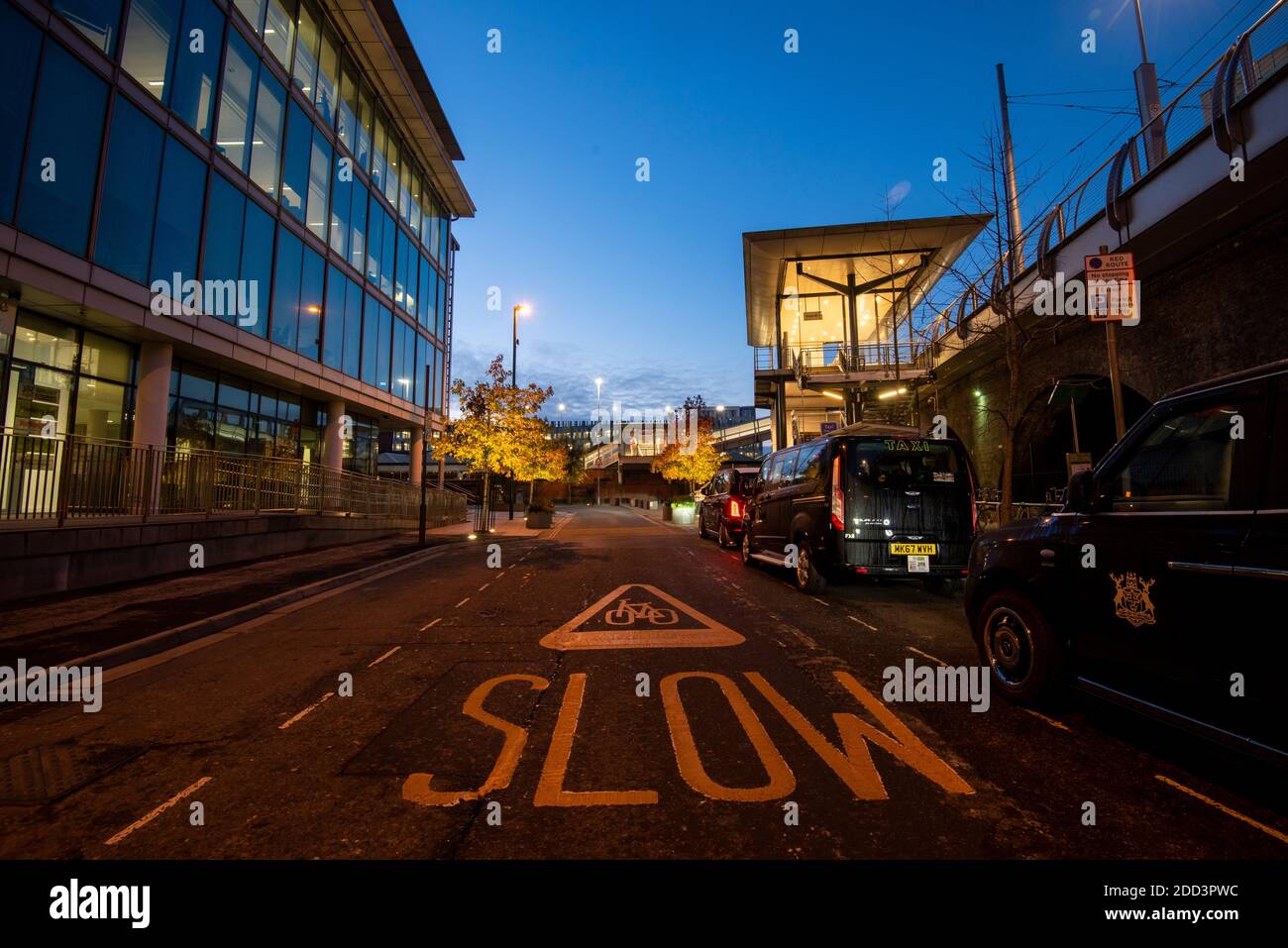 Herbstbäume vor dem Loxley House in der Station Street im Stadtzentrum von Nottingham, Nottinghamshire England Stockfoto