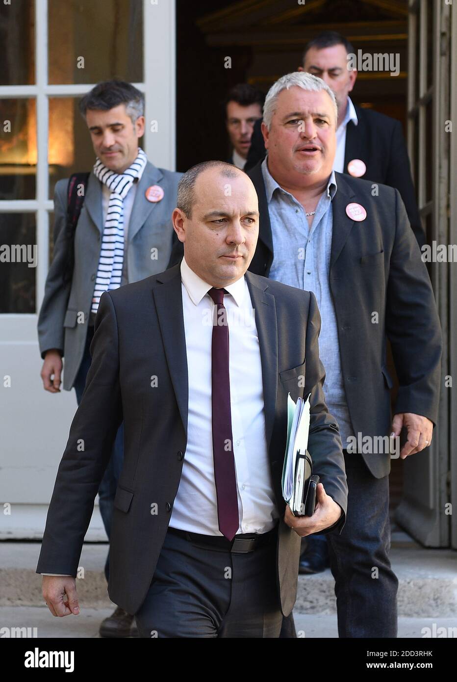 Premierminister Edouard Philippe trifft Laurent Berger CFDT am 7. Mai 2018 im Hotel Matignon in Paris, Frankreich. Foto von Christian Liewig/ABACAPRESS.COM Stockfoto