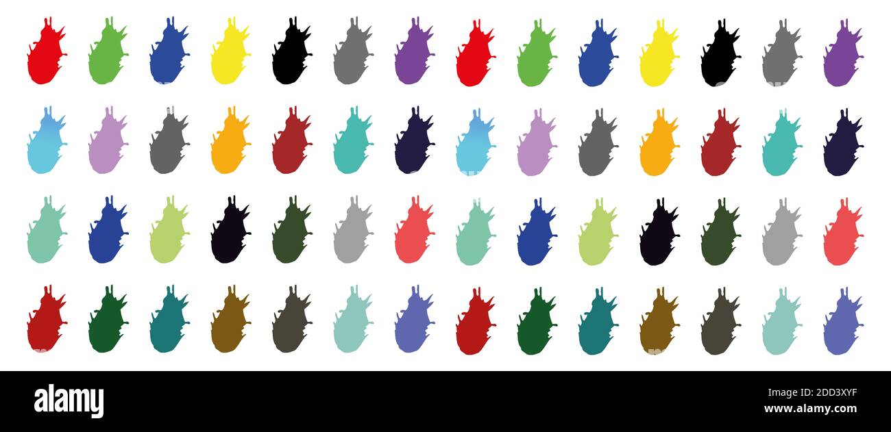 Viele bunte Spritzer von Farbe Vektor Stockfoto
