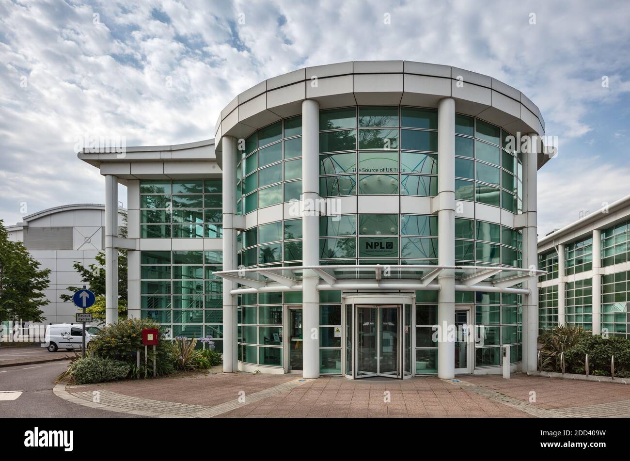 Empfangsgebäude am National Physical Laboratory in Teddington, London, England. Stockfoto