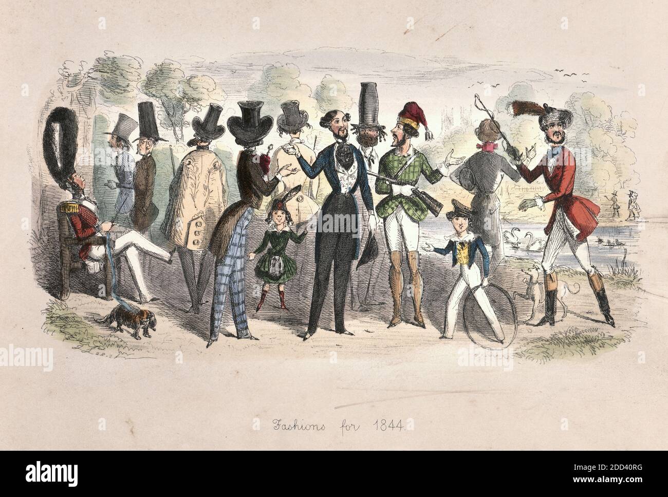 Moden für 1844, von John Leech (Karikaturist) Karikaturen von Victorianern Stockfoto