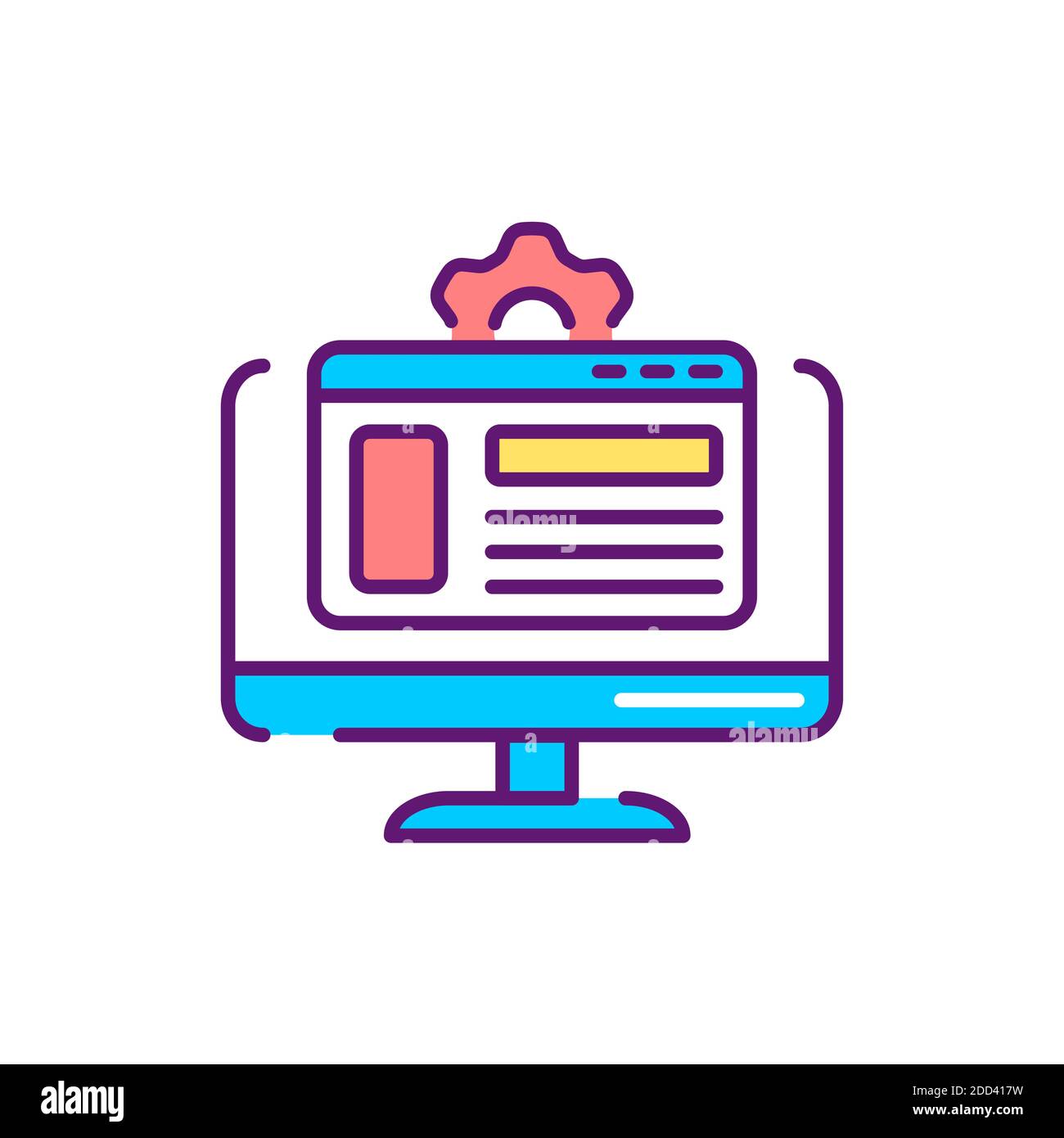 Web-Design Farbliniensymbol. Piktogramm für Webseite, mobile App, Promo. Stockfoto